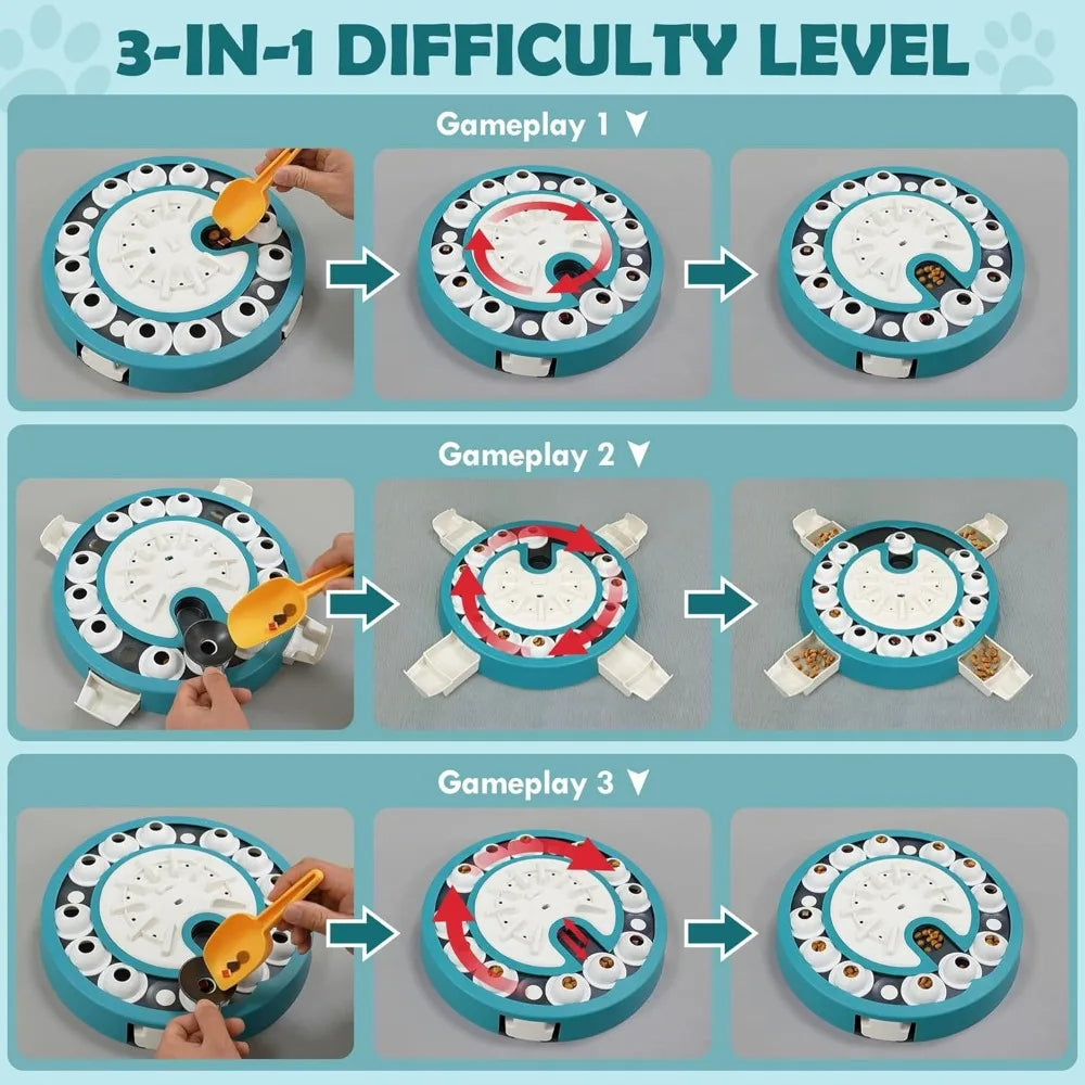 Dog Puzzle Toy, Level 3 in 1 Adjustable Difficulty,Mental Stimulation Training